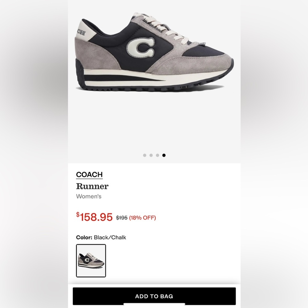 COACH Runner Non Tech Athletic Women Sneakers, Size 5.5 B Gray Black shoes - Picture 9 of 9